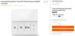 WiFi Room Thermostat Tuya KHY609 White room thermostat with LED display and touch buttons on the panel.