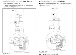 Schematy podłączenia regulatorów temperatury TR 12, TRZ 12-2 oraz TR 15 RF do kotła.