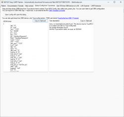 Screenshot of BK7231 Easy UART Flasher program displaying JSON data and a text description.