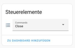Control panel with Close command and a button to add to dashboard.