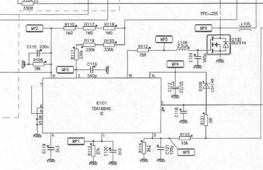 Przetwornica na TDA16846 - chassis TV17 - próbkuje.