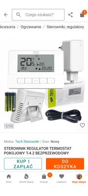 Bezprzewodowy termostat pokojowy z wyświetlaczem LCD i akcesoriami