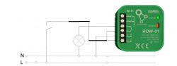 Connection diagram of Zamel ROW-01 module with electrical installation.