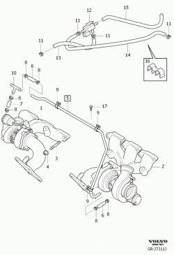 Schemat podciśnień Volvo XC 90 Biturbo