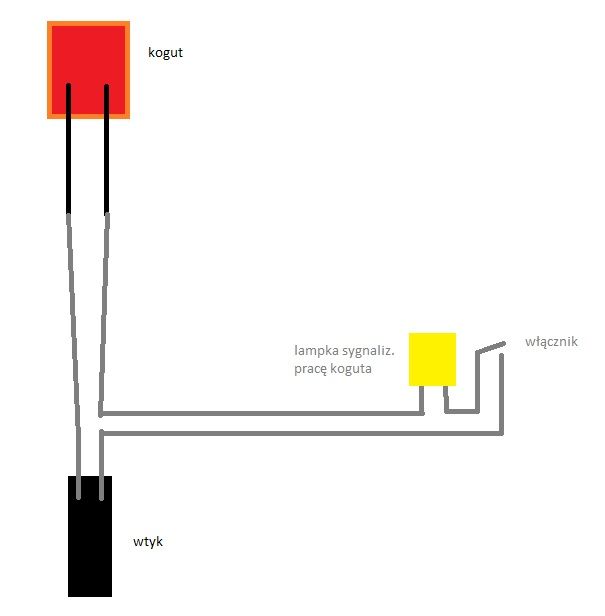 kogut/lampa ostrzegawcza - dioda sygnalizująca przy włączniku