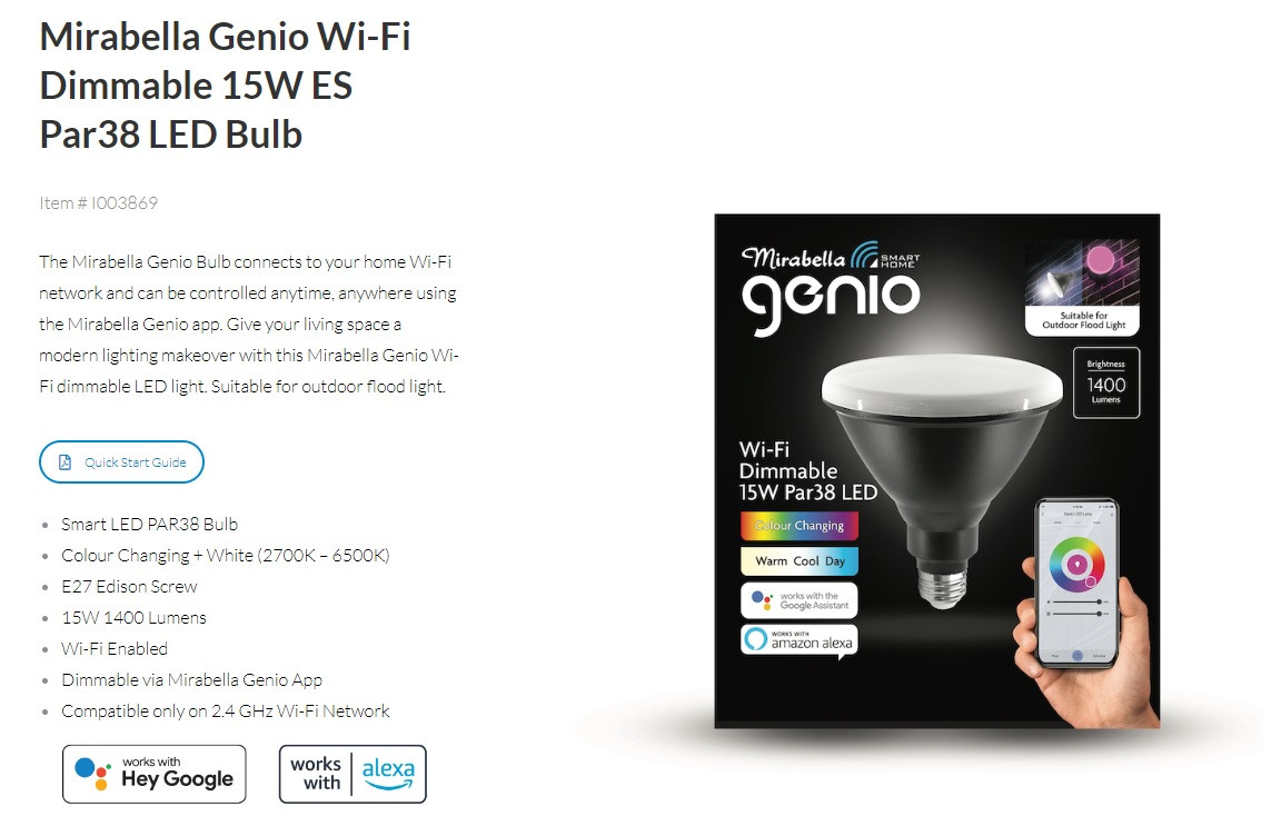 Mirabella Genio WiFi Dimmable 15W ES Par38 LED Bulb Teardown