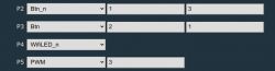 Screenshot of Pin Configuration settings with four different configurations.