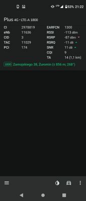 Antena do TP-Link MR400 w środowisku miejskim - Plus/Cyfrowy Polsat, Żuromin