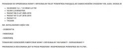 Passat b6 75kw pb - brak obudowy/zaślepki przed filtrem powietrza