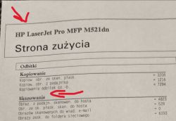 Niewyraźny i przesunięty wydruk na stronie testowej z drukarki HP LaserJet M521dn