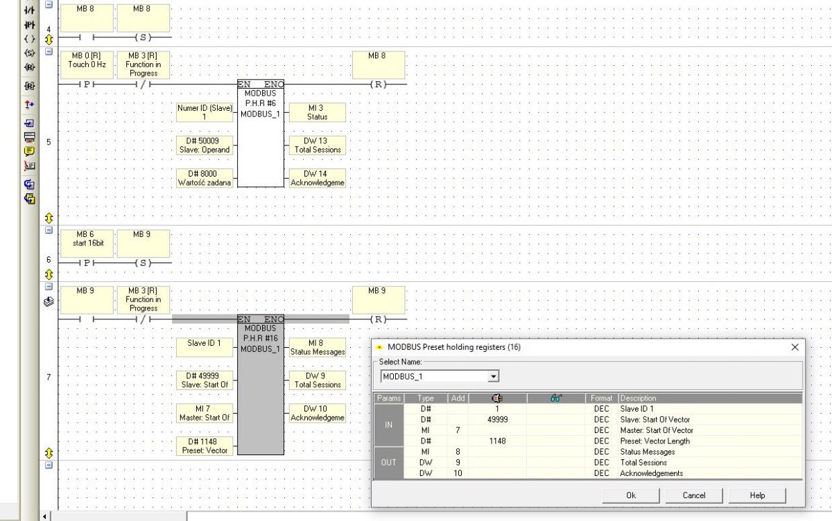 [Rozwiązano] PLC Unitronics SM70-J-R20 Modbus RTU and Danfoss FC051