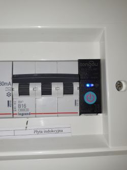 Tongou switch module installed in an electrical distribution board.