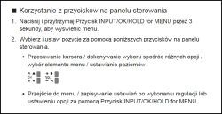 Instrukcja dotycząca korzystania z przycisków na panelu sterowania z symbolami CH i VOL oraz opisem działań.