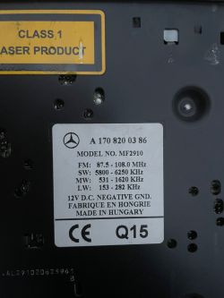 Radio Code Retrieval for Mercedes A-Class W168 MB Audio 10 CD VK/RDS (Code 756)
