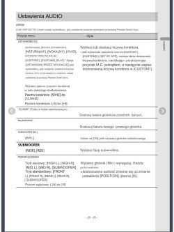 Strona z instrukcji obsługi przedstawiająca ustawienia audio systemu Pioneer.