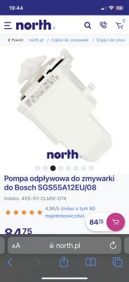 Zdjęcie pompy odpływowej do zmywarki Bosch SGS55A12EU/08 na stronie internetowej sklepu north.pl.