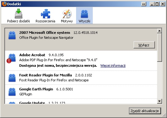 Firefox - po uruchomieniu sprawdzanie wtyczek, nowa karta. Jak wyłączyć?