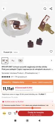 Kohlebürstenhalter für Motor mit zwei Kohlebürsten und Halterung auf weißem Hintergrund, dargestellt auf einer Online-Shop-Seite.