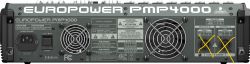 Panel tylni wzmacniacza Europower PMP4000 z oznaczonymi wyjściami, do których nie należy podłączać kolumn aktywnych.