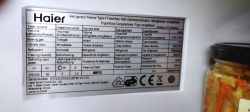 Tabliczka znamionowa lodówki Haier HTF-456DN6.