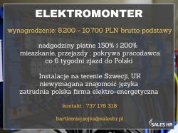 [Praca] Elektromonter w Szwecji/Wielkiej Brytanii, 8200-10700 PLN, Bez Języka