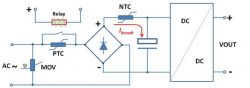 Schemat elektryczny z termistorami PTC i NTC.