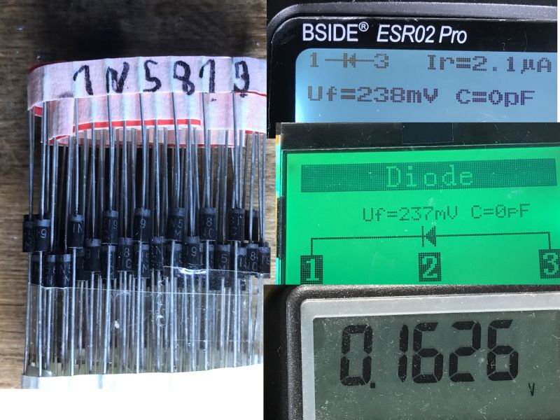 Schottky Diode Measurement Comparison - BSIDE ESR02 Pro Comparison of Schottky diode measurement results using the BSIDE ESR02 Pro tester