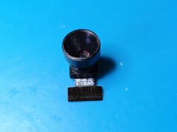 DC-H8-G2 Mini Camera Module with Wide-Angle Lens Mini camera module with wide-angle lens and FFC cable on a blue background.