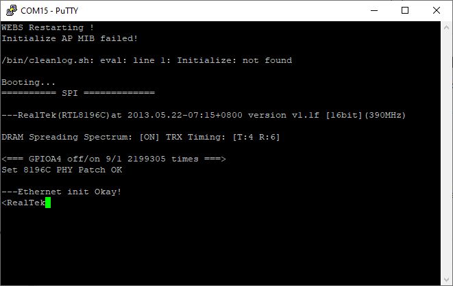 Analysis of the inside of the router, memory ripping, bootloader, custom program for UART