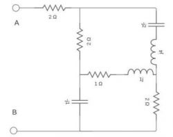 Electrical circuit diagram with resistors, inductors, and capacitors.
