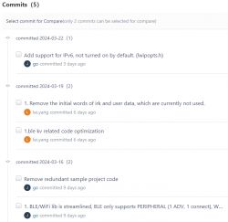 Screenshot of a commit list on Gitee for a project named ln882h.