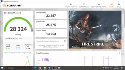 Wynik testu 3DMark Fire Strike z kartą graficzną NVIDIA GeForce RTX 3070.