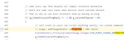 Screenshot of code snippet showing a ping condition for rebooting a device after a time.