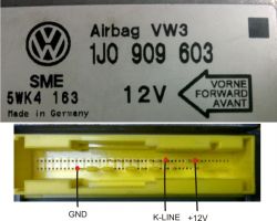 Skoda Octavia 1 1,6 - Pinout Airbag VW3 1J0 909 603.