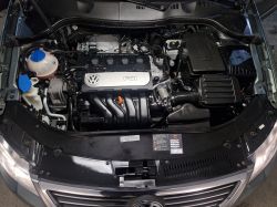 FSI car engine in the engine bay of a Volkswagen vehicle.