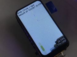 Test wydajności interfejsu graficznego na ekranie ESP32-C6-LCD-1.47 z wynikiem 31 FPS