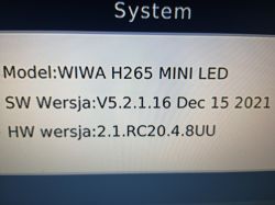 Screenshot of system information for WIWA H265 MINI LED.