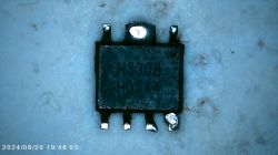 Close-up of surface-mounted integrated circuit labeled H3308 H0744.