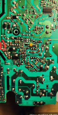 Circuit board with a marked component.