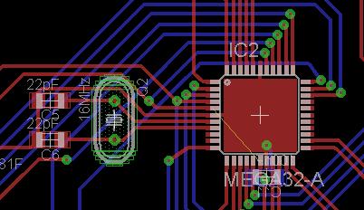 Atmega32 TQFP kondensatory