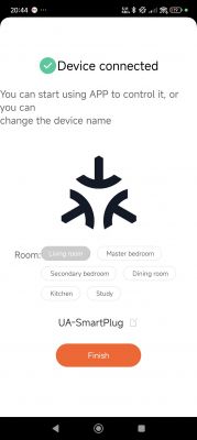 App screen showing connected smart device information.