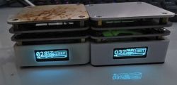 Two compact hot plates with OLED displays, one rusty, the other clean