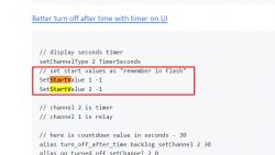 Code snippet with settings for initial channel values.
