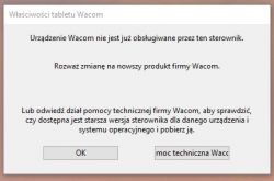 Niewykrywanie tabletu Wacom przez Deskopt Center na Windows 10 Pro - sterowniki USB