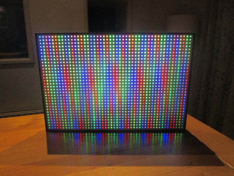 Panel diodowy o rozdzielczości 48x32, świecący różnokolorowymi diodami LED.