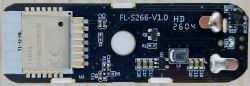 Close-up of a PCB with a metal-shielded module, FL-S266-V1.0 marking, and SMD components