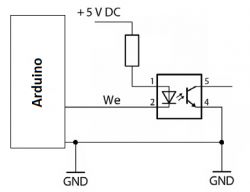 Schemat połączenia Arduino z optotriakiem.