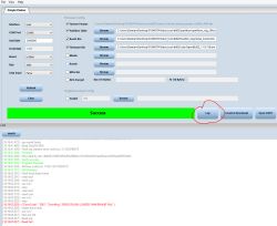Simple Flasher interface with “Success” status shown and error logs below