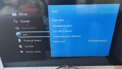 Network Settings Menu on Samsung TV Samsung TV displaying network settings menu on the screen