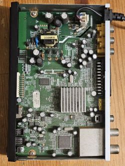 Interior of Cabletech URZ0083 DVB-T decoder showing main circuit board